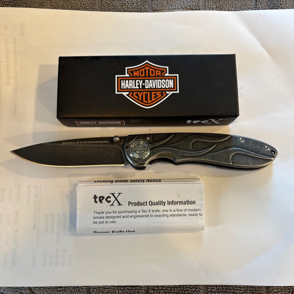 HARLEY-DAVIDSON 52114 Case Tec X Black Stonewash Liner Lock knife 4 1/2" NIB