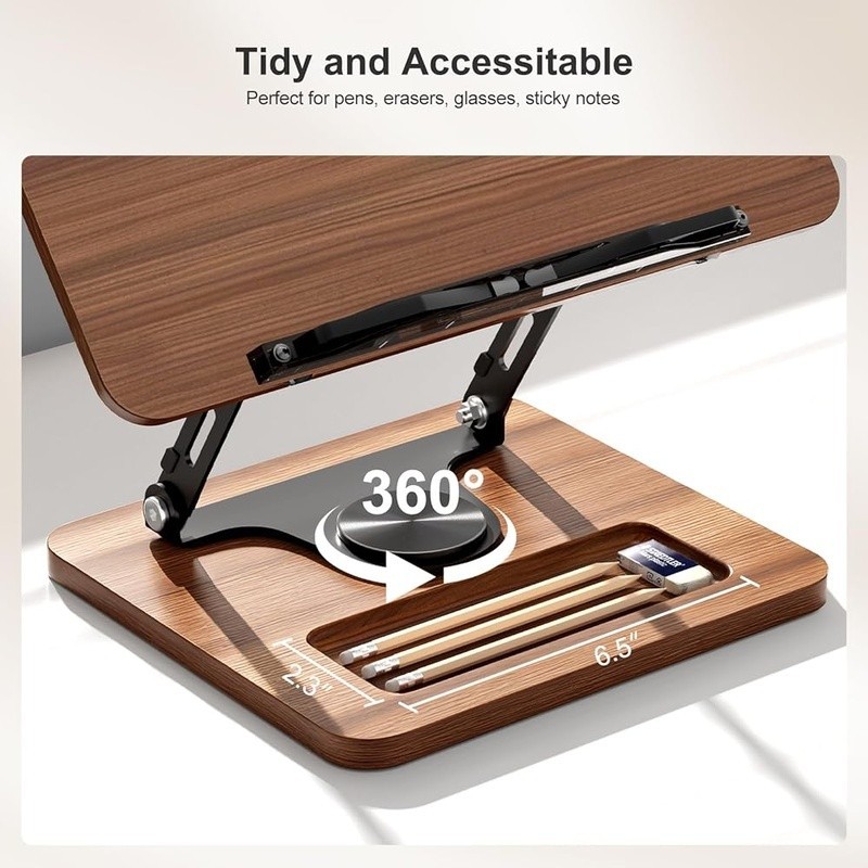360° Adjustable Reading Rest W/ Storage Compartment Laptops Cookbooks Tablets US
