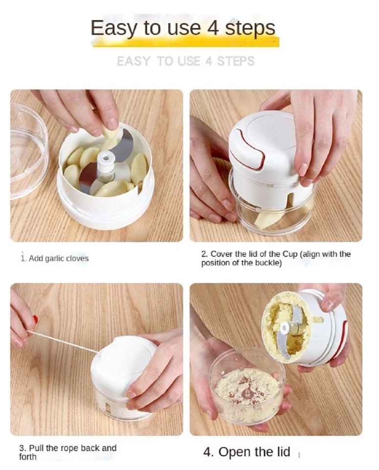 Hand-Pull Garlic Chopper – Manual Mini Food Processor for Onion & Veggies*