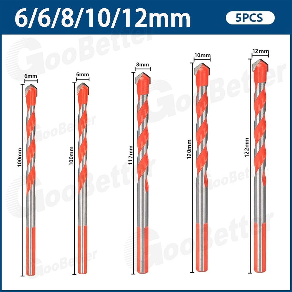 5PCS Multifunctional Drill Bits Ceramic Glass Hole Punching Working Set 6mm-12mm