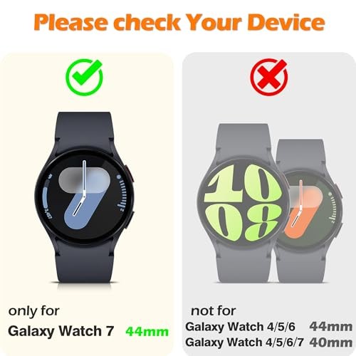 2-Pack Hard PC Screen Protector Case for Galaxy Watch 7 (44mm) Black(2-Pack)