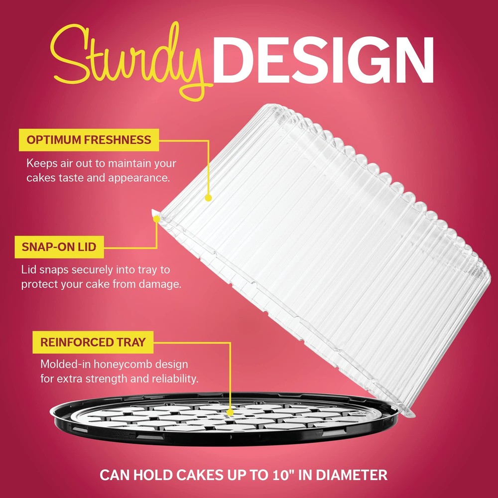 10 - 11" Plastic Disposable Cake Carriers + Boards, White