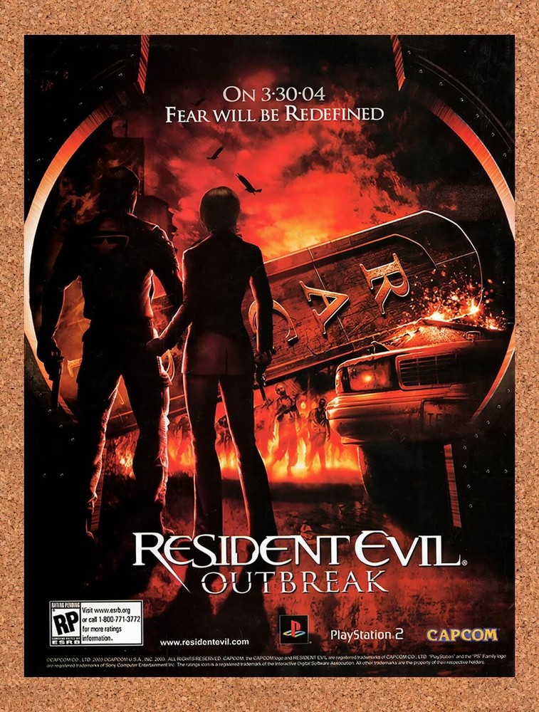 2004 Resident Evil Outbreak PS2 Original Advertisement / Retro Promo v6