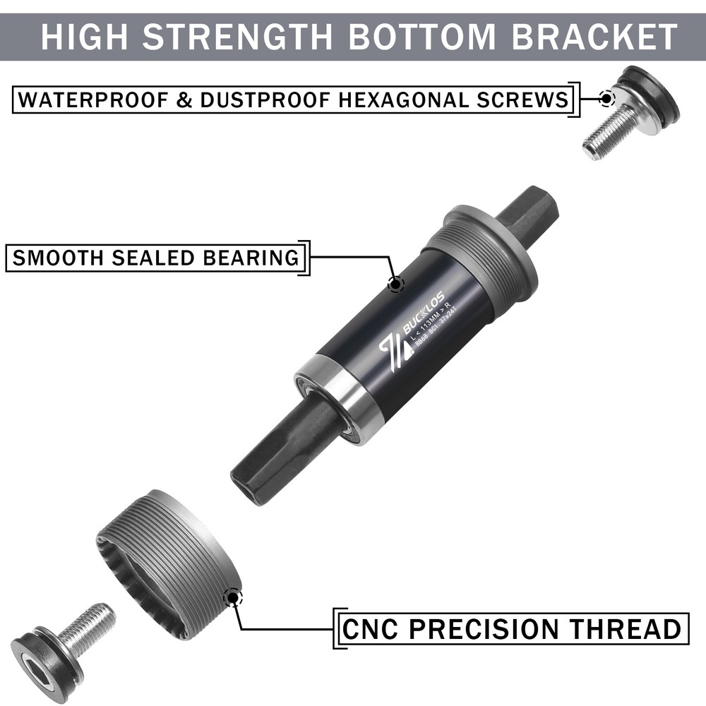 Square Taper Bottom Bracket BB68 Sealed Bearings Fat Mountain E-bikes Crank US