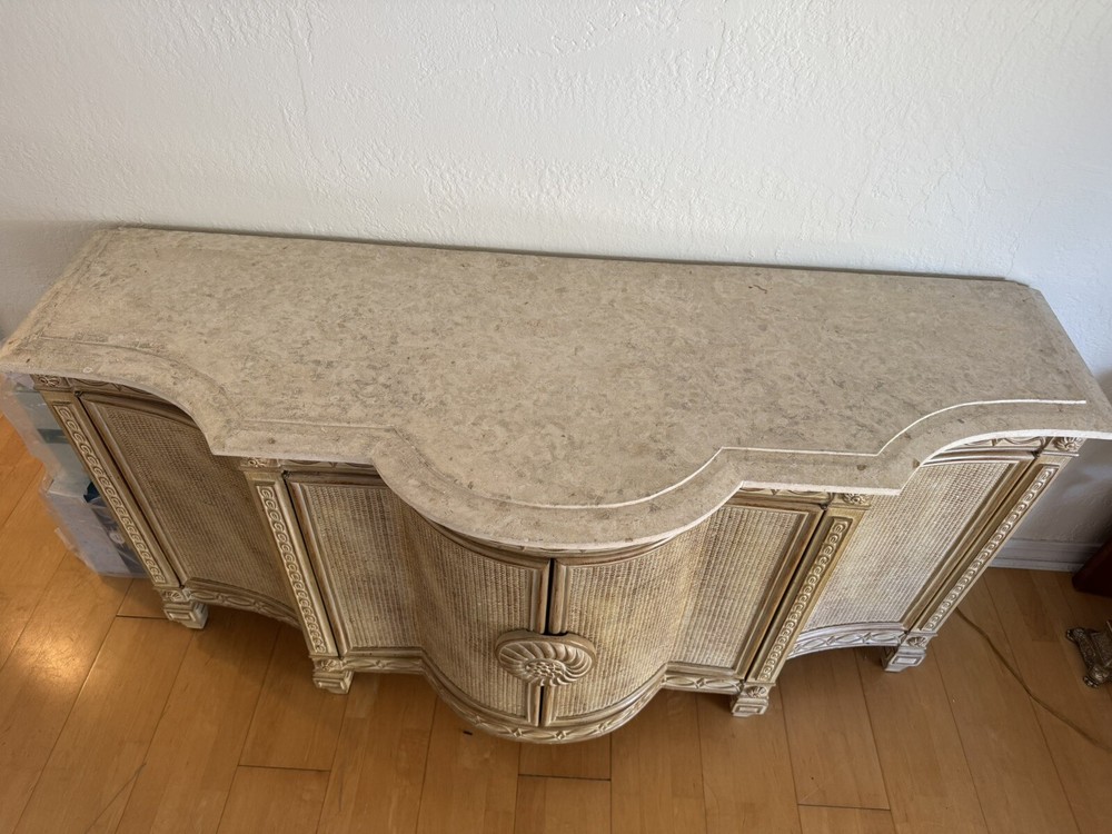 Vintage Drexel Credenza Sideboard Buffet with Marble Top
