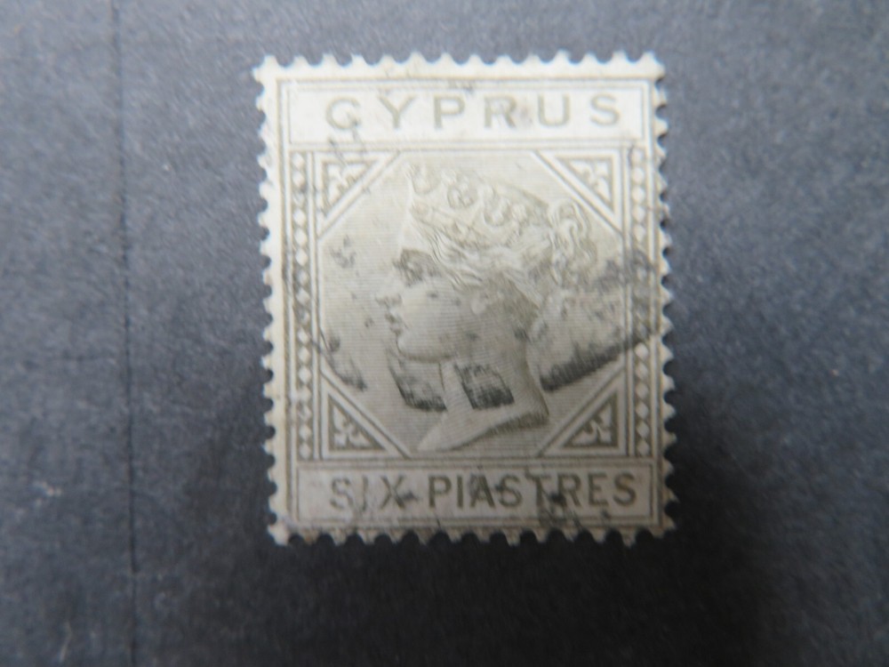 1882 Cyprus 6pi Olive-grey SG21 Fine Used