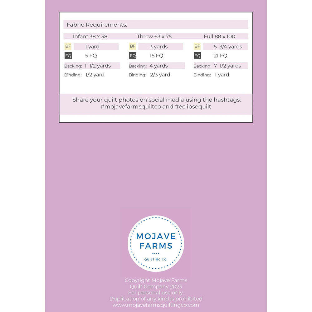 Mojave Farms Quilting Co. Eclipse Quilt Pattern