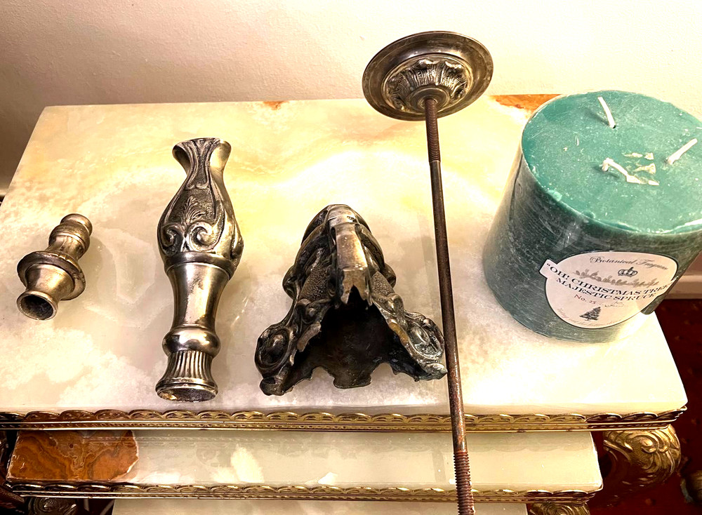 EXTRA ORDINARY LARGE CANDLE HOLDER-VINTAGE -SILVER....