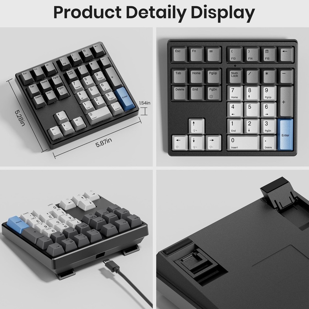 KN34 Wired Mechanical Number Pad- 34 Keys Hot Swappable Numeric Keypad with W...