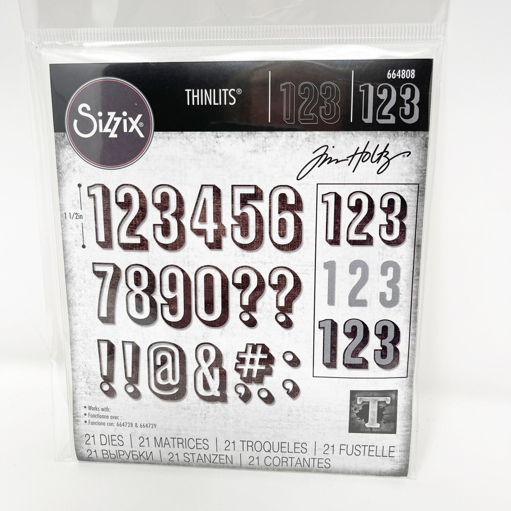 Sizzix Thinlits Tim Holtz Alphanumeric Numbers & Alphabet Letters Cutting Dies