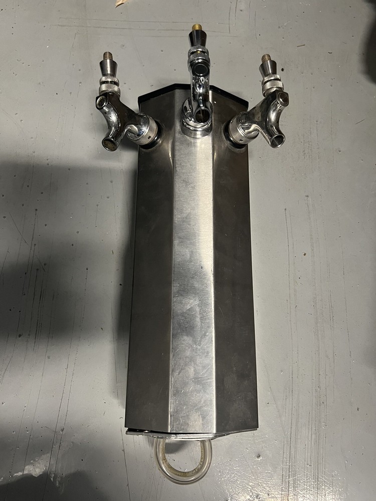 Glastender - CT-3-SS - 3-Faucet Stainless Air Cooled Column Tower / No Drain Pan