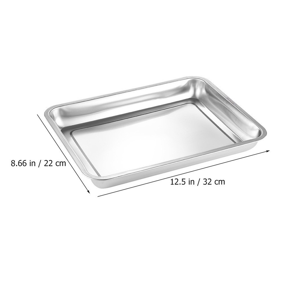 3pcs Oven Pan Stainless Steel Rectangular Heavy Duty Deep Edged Tray