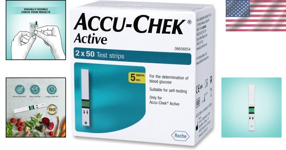 100 Multicolor Glucose Strips for Active Meters - Fast Results, Code-Free
