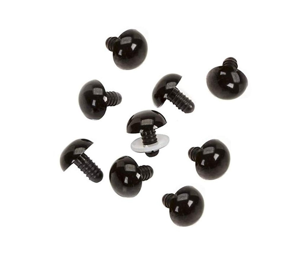 50Pcs 18mm/0.7inch Solid Black Plastic Safety Eyes with Washers