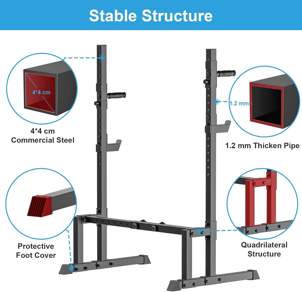 Barbell Rack Squat Stand Adjustable Bench Press Rack 550LBS Max Load Multi-Funct