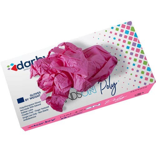 HandsOn Pink Poly Gloves, Small, 100/Box, Pink, CR-PC-60-SP SM