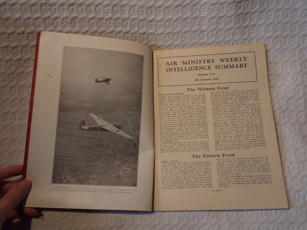 WW2 Secret RAF Air Ministry Weekly Intelligence Summary Journal 9 Oct 1943