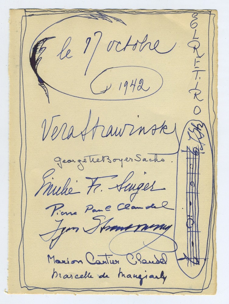 Igor & Vera STRAVINSKY: Autograph Musical Quotation Signed (Paul CLAUDEL)