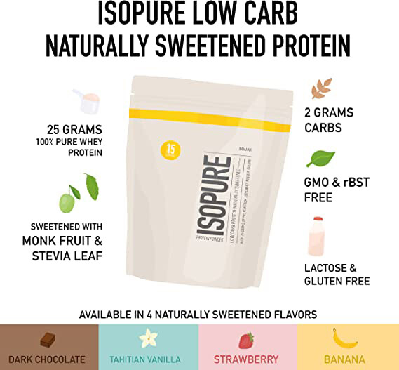 Isopure Protein Powder, Whey Protein Isolate 25g Protein, Dark Chocolate 1 Pound
