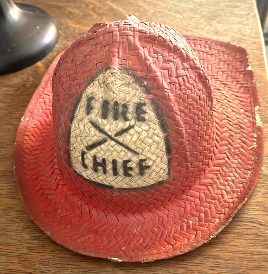 Vintage Wicker Child's Fire Chief Fireman's HAT