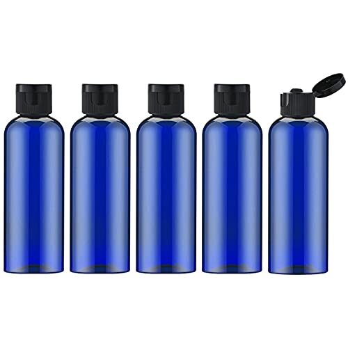 5 PCS 3.4oz 100ml Blue Travel Bottles with Flip Cap Empty Dispenser Container