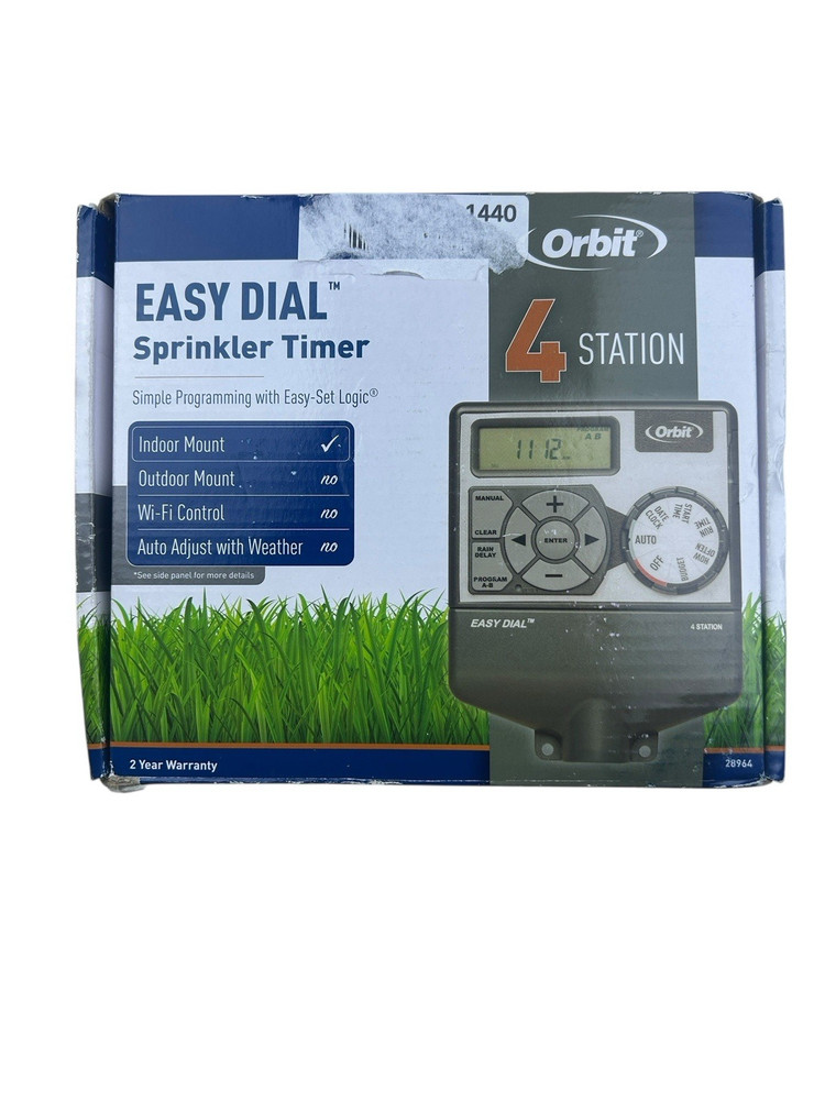Orbit 28964 4 Station 2 Program Indoor Easy Dial Sprinkler Timer 9642/OB