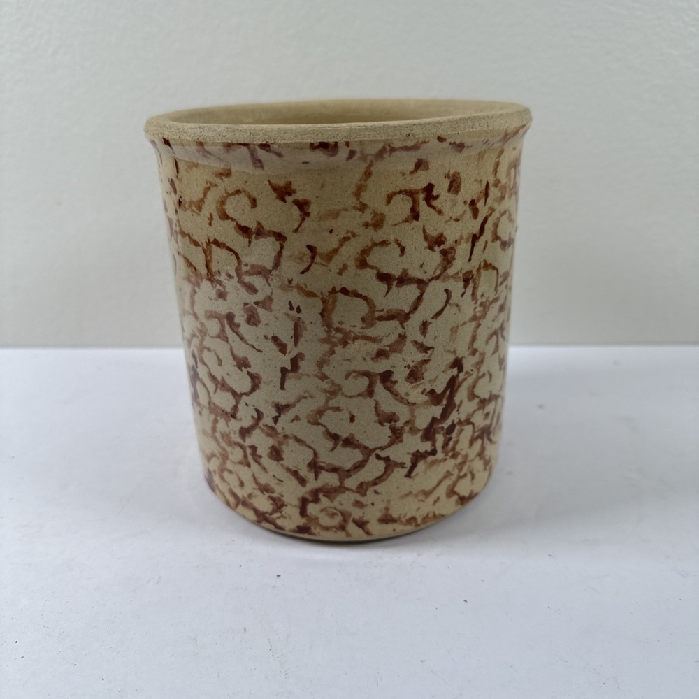 Brown SpongeWare Pottery Jar