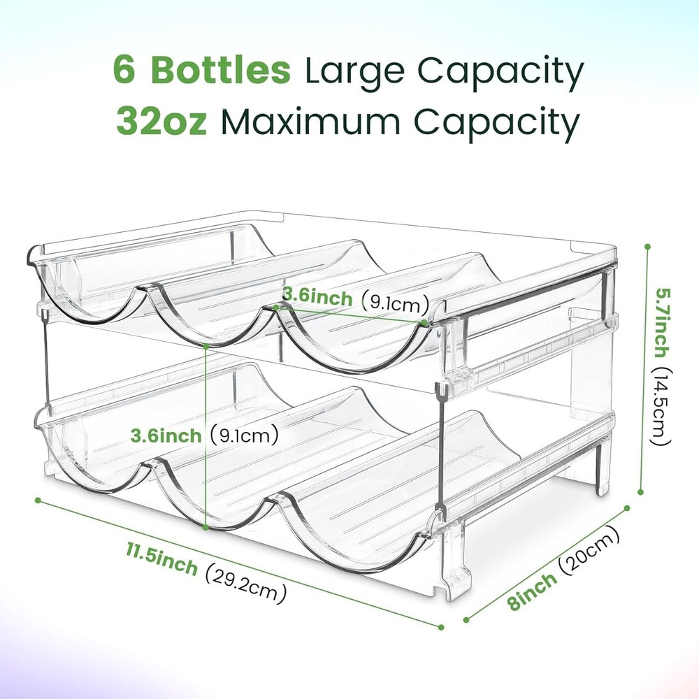 Compact Water Bottle Organizer - Stackable & Clear Acrylic, 2 Pack Included