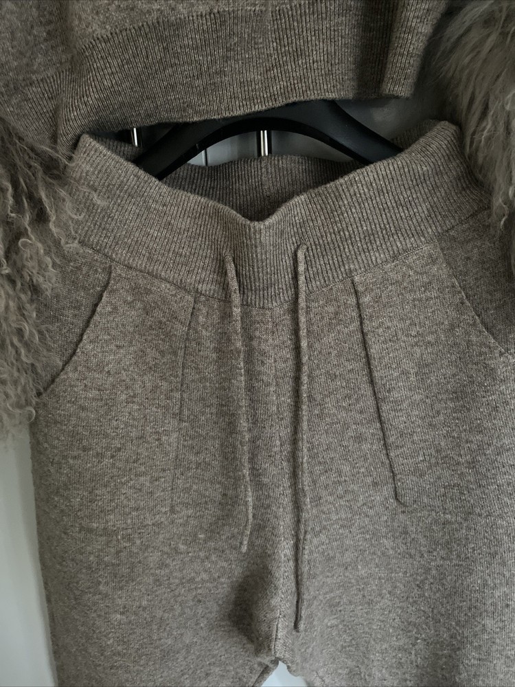 Twenty Fall Wool & Mongolian Fur Co Ord Tracksuit Set Size M