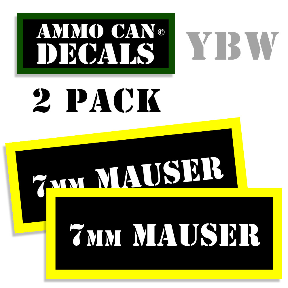 7mm MAUSER Ammo Label Decals Box Stickers decals 2 Pack BLYW 3"