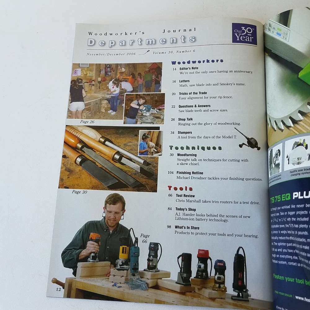 Woodworkers Journal November/December 2006 Volume 30 Number 6