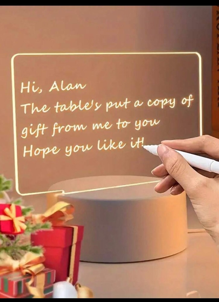 1pc LED Message Board Warm Light Color Night Light, Erasable Writing Message Boa