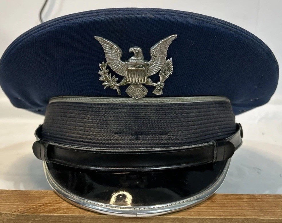 Navy Blue Military Cap With Eagle Pin.