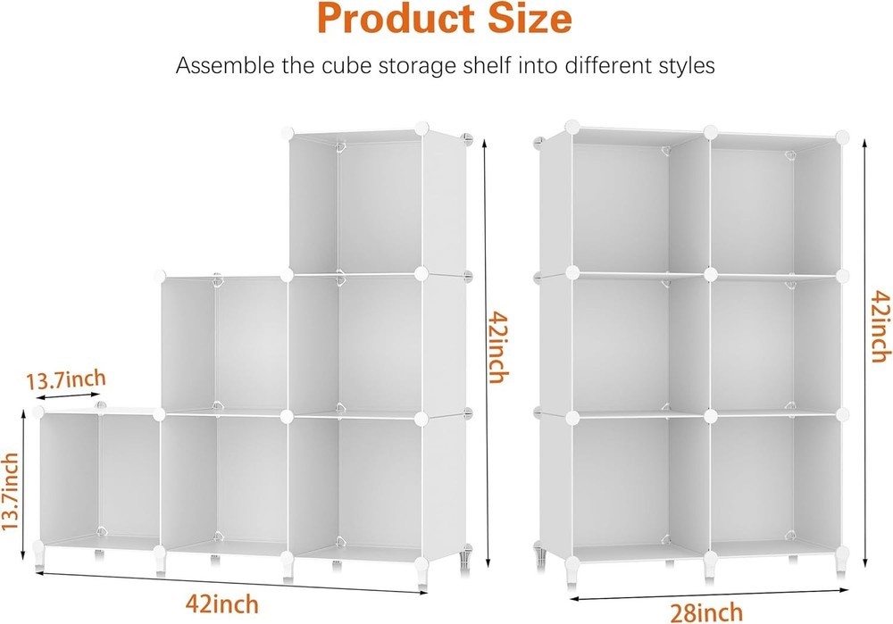 Stackable Plastic Cube Storage Organizer 11.8 Inch for Closet Bathroom Wardrobe
