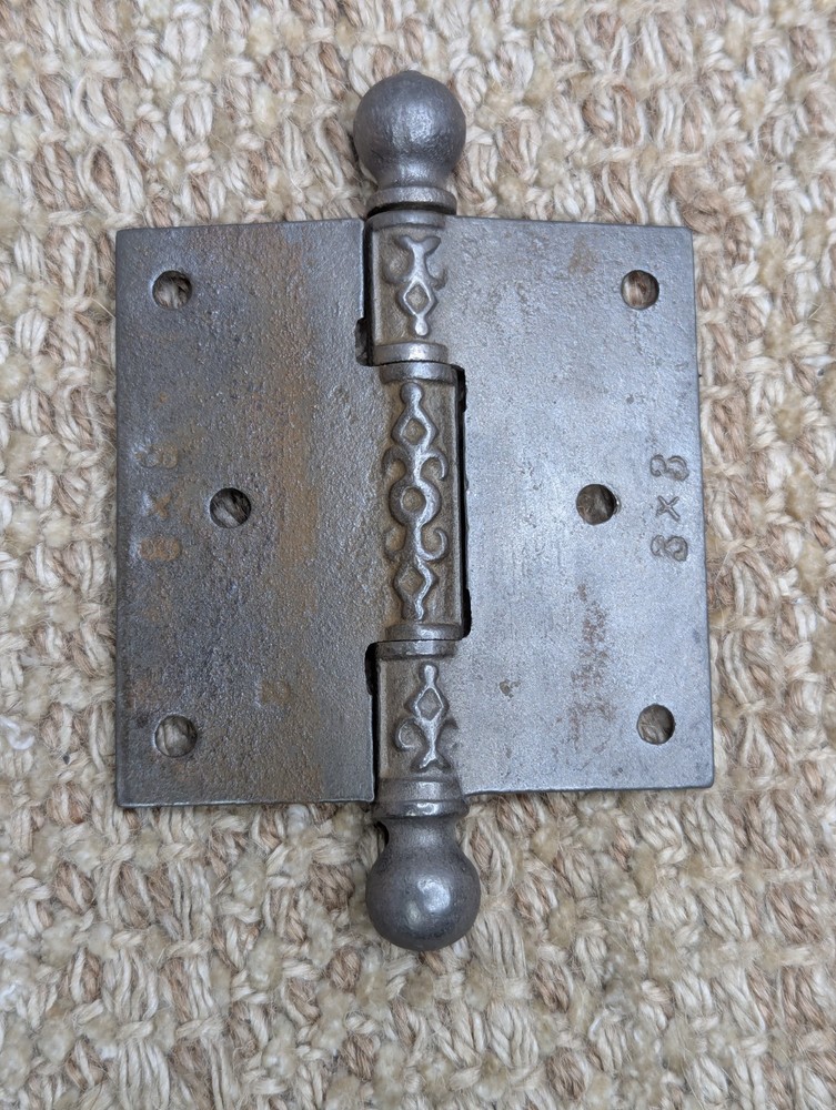 3" x 3" Antique Decorative Cast Iron Ball Tip Hinge