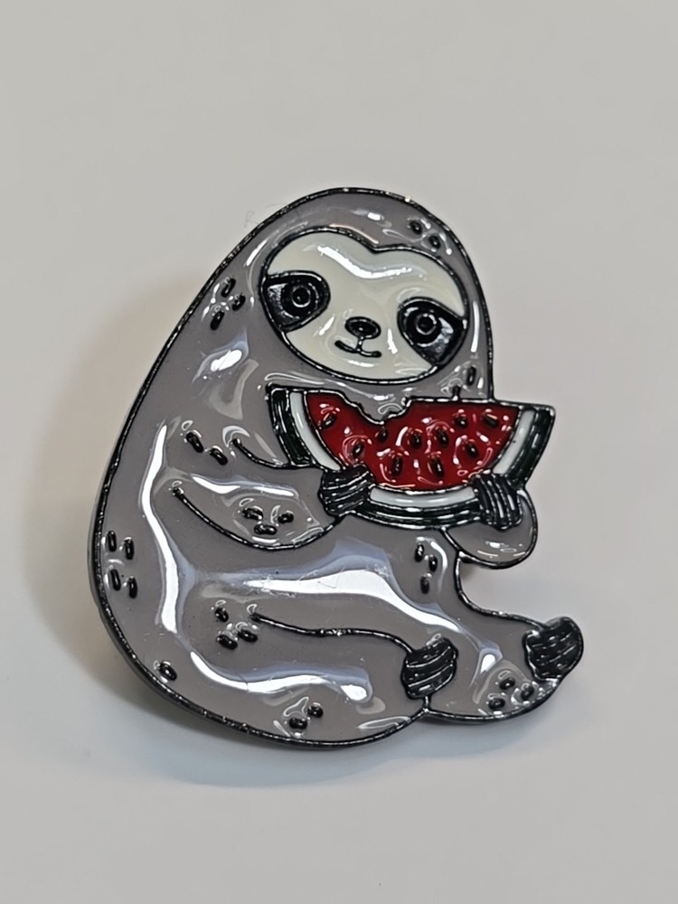 Sloth With A Watermelon Slice Lapel Pin