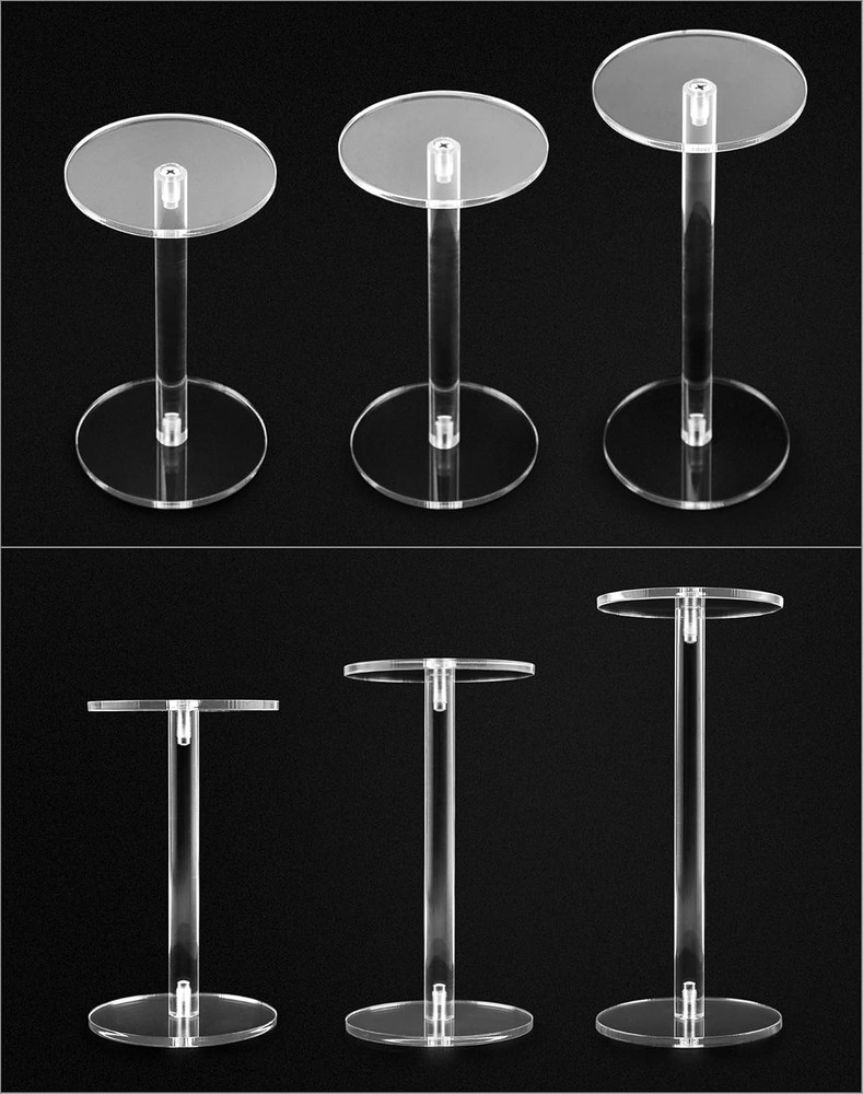 Round Acrylic Display Stands, 2 Sets Clear round Riser Stands