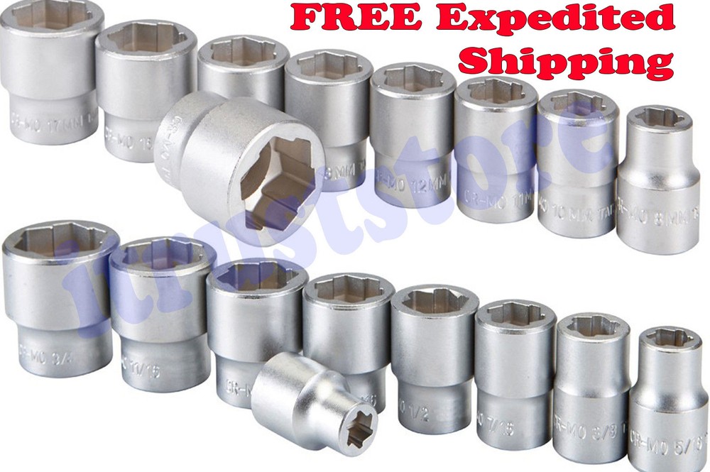 18-PC 3/8" DR STRIPPED BOLT NUT REMOVAL SOCKET EXTRACTOR TOOL SAE MM METRIC SIZE
