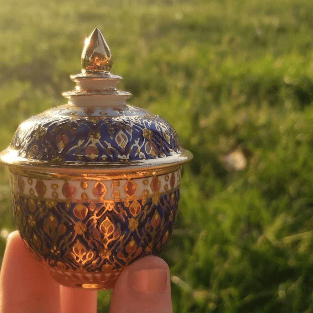 Handcrafted Benjarong Porcelain Covered Jar