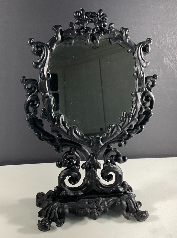 Antique Victorian Cast Iron Vanity Table Mirror