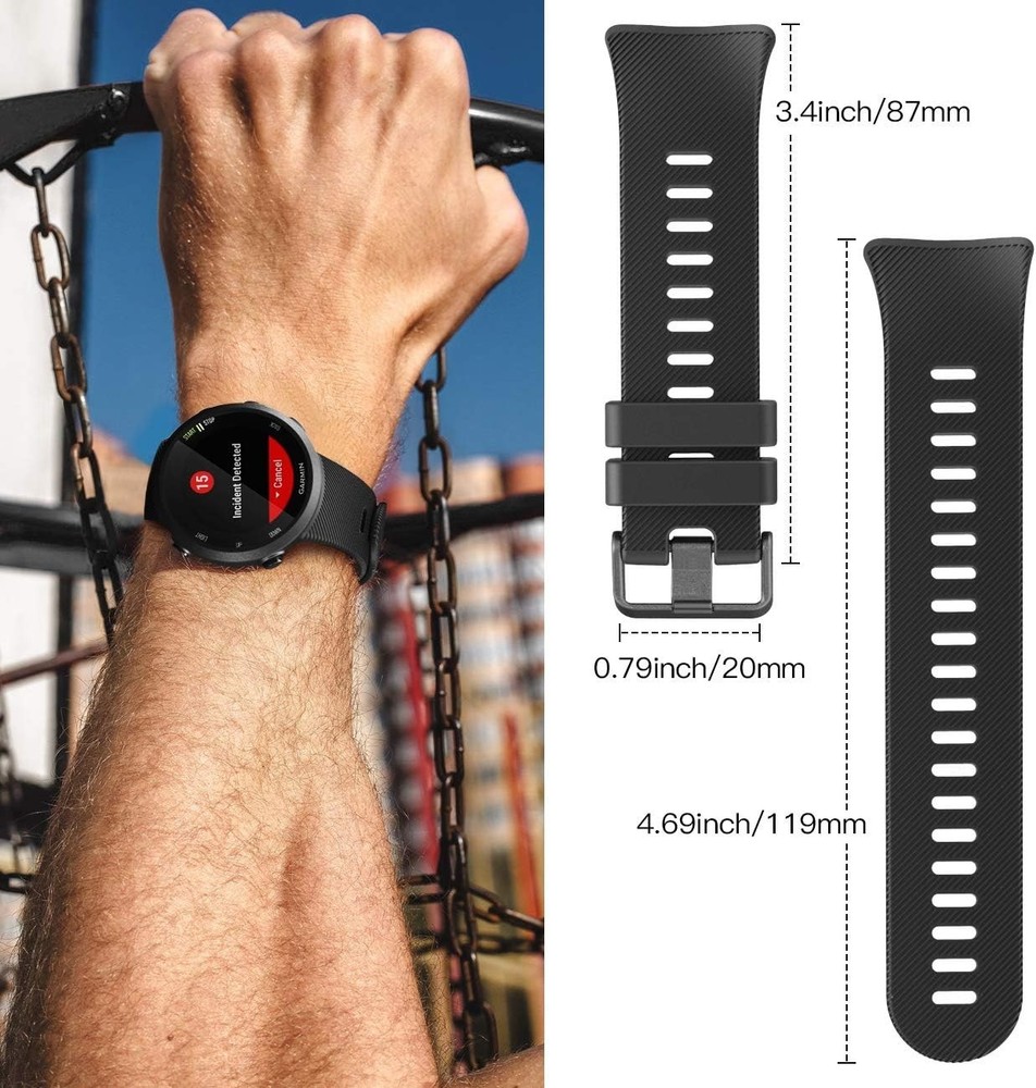 Replacement Silicone Strap for Garmin Forerunner 45 - Soft & Easy to Install