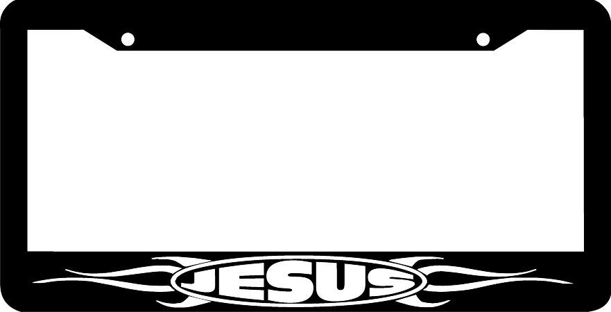 JESUS christian racing flames  License Plate Frame