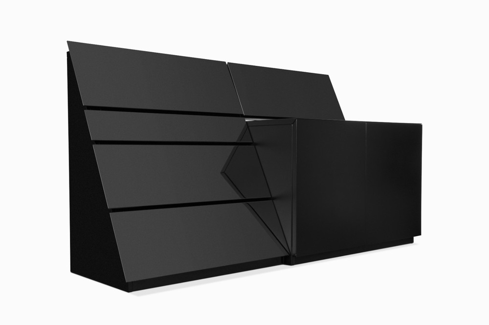 Vintage Postmodern Asymmetric Sideboard by Rougier