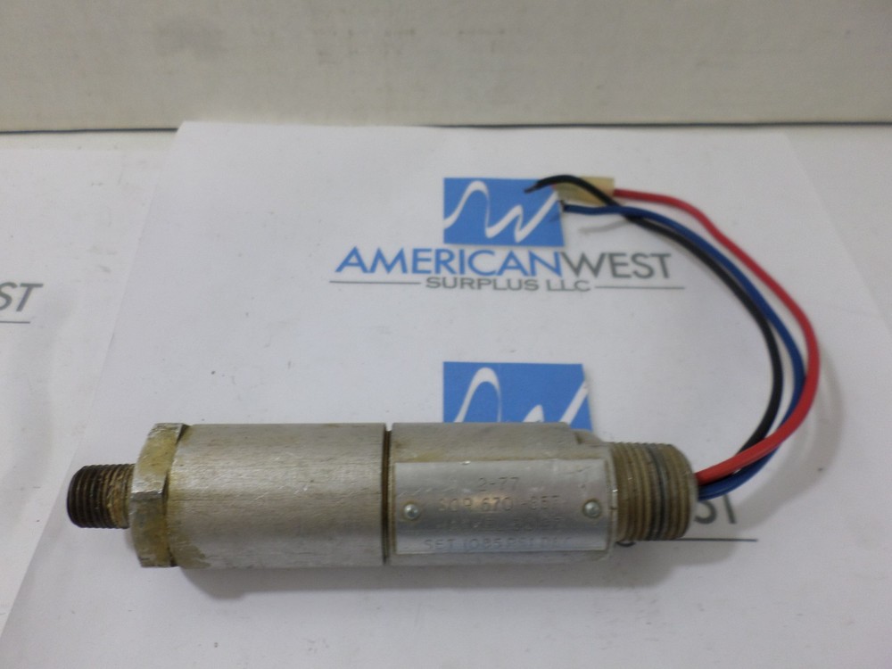 SOR Pressure Switch 1085 PSI   model 6701-357  Haskel 30197