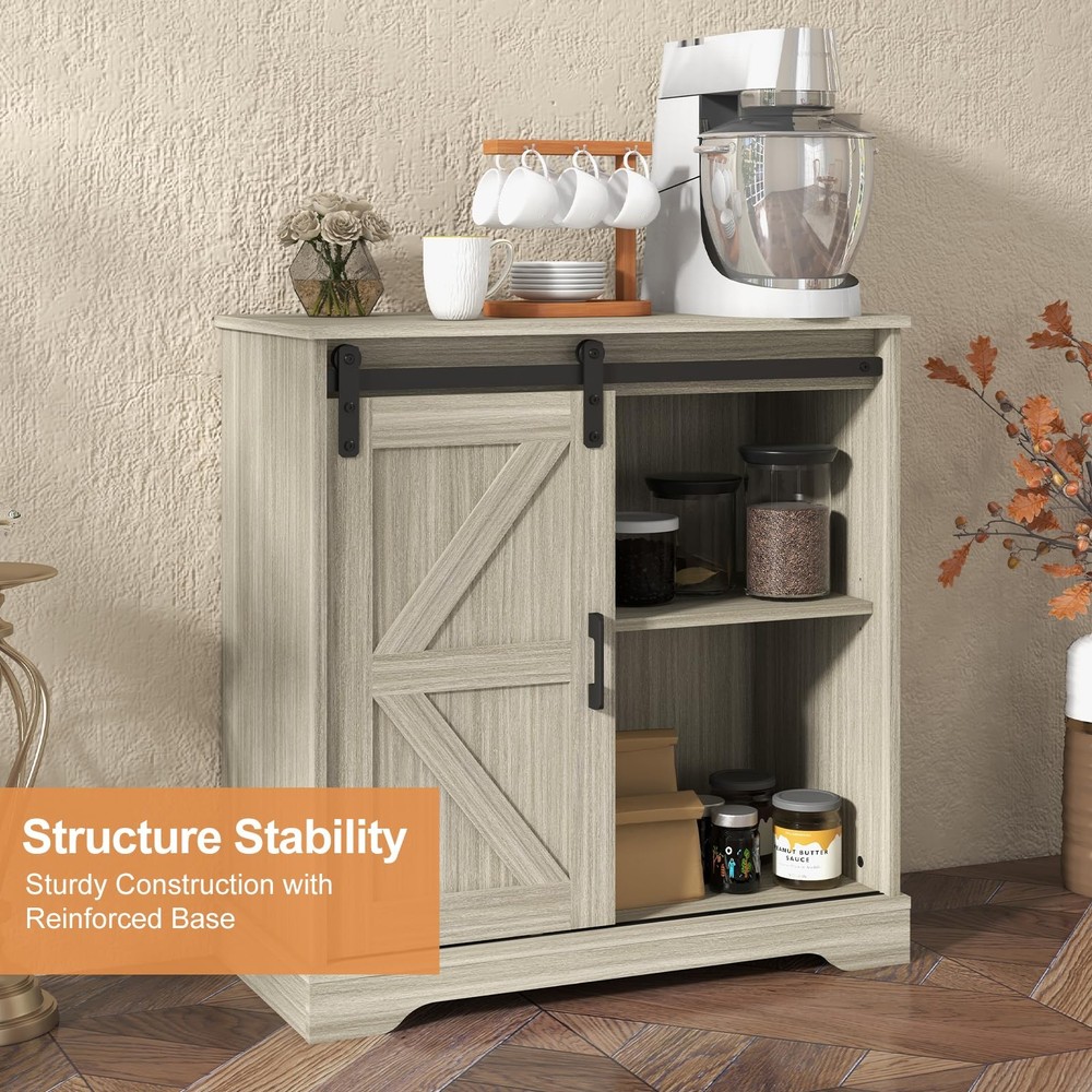 Sliding Barn Door Buffet Sideboard Storage Cabinet