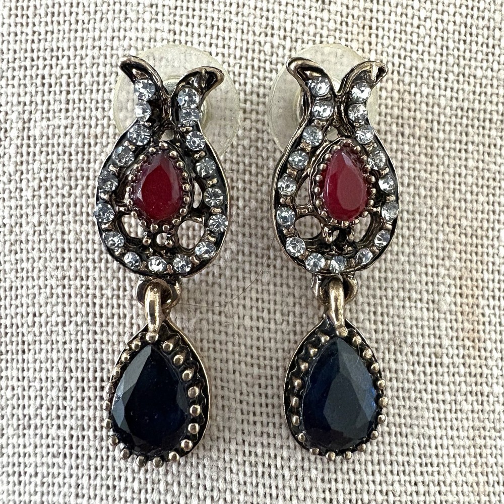 Vintage Renaissance Dangle Earrings . Statement Pierced Earrings