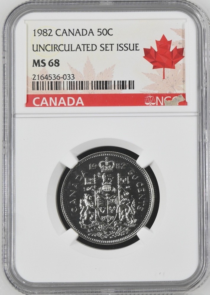 1982 Canada 50 Cent Uncirculated Set Issue NGC MS68