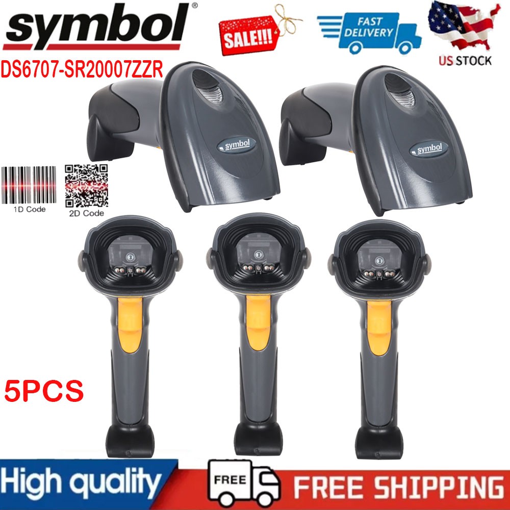 5x Symbol Zebra DS6707-SR Handheld 1D 2D USB Barcode Scanner QR Code Reader US