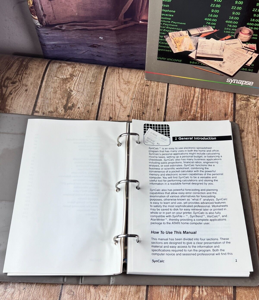 Vintage SYNAPSE SynCalc Advanced Electronic Spreadsheet Software for ATARI