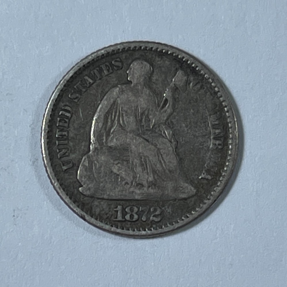 1872  1/2 10C (#21374) VF weak strike